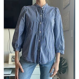 Gap Puff Sleeve Pintuck Button Down  Shirt